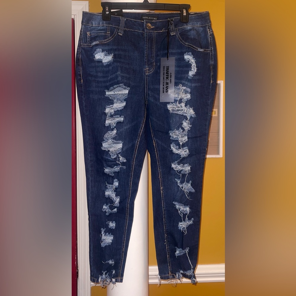 Traffic Women's Distressed Blue Jeans